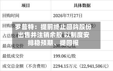 罗普特：提前终止回购股份出售并注销余股 以制度安排稳预期、提回报-第3张图片