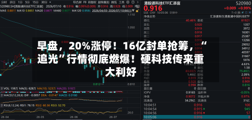 早盘	，20%涨停！16亿封单抢筹，“追光	”行情彻底燃爆！硬科技传来重大利好-第3张图片