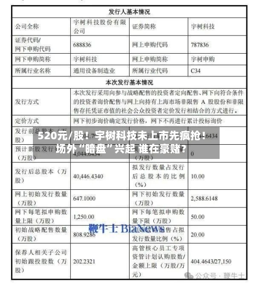 520元/股！宇树科技未上市先疯抢！场外“暗盘	”兴起 谁在豪赌？-第2张图片