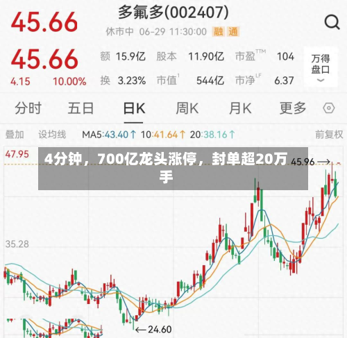 4分钟，700亿龙头涨停，封单超20万手-第2张图片