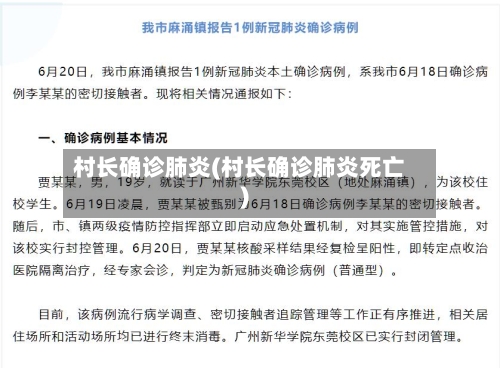 村长确诊肺炎(村长确诊肺炎死亡)