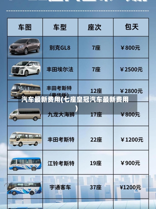 汽车最新费用(七座皇冠汽车最新费用)