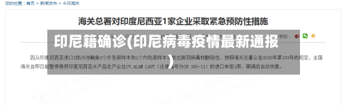 印尼籍确诊(印尼病毒疫情最新通报)-第2张图片