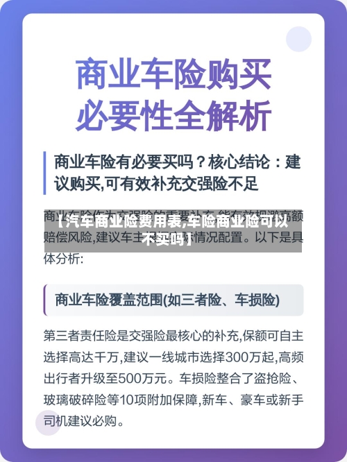 【汽车商业险费用表,车险商业险可以不买吗】