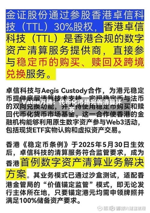 Vatee万腾：代币化市场完善清算环节-第1张图片