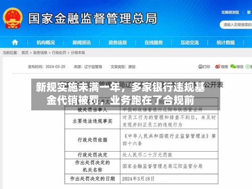 新规实施未满一年，多家银行违规基金代销被罚，业务跑在了合规前-第3张图片