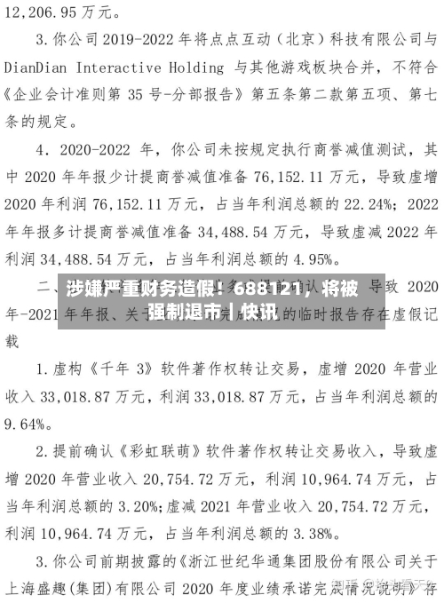 涉嫌严重财务造假！688121	，将被强制退市｜快讯-第3张图片
