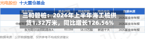 三和管桩：2026年上半年海工桩供货1.32万米，同比增长126.56%-第2张图片