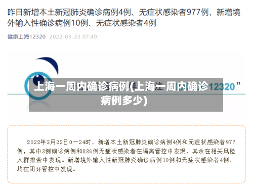上海一周内确诊病例(上海一周内确诊病例多少)