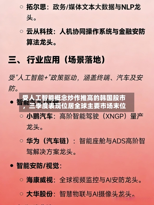 受人工智能概念炒作推高的韩国股市	，三季度表现位居全球主要市场末位-第2张图片