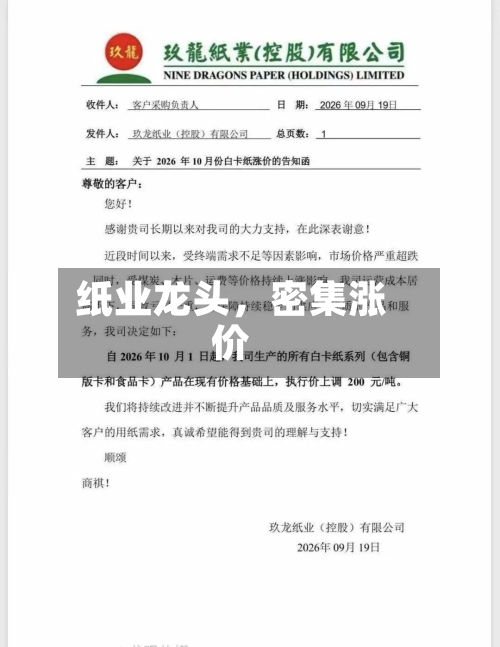 纸业龙头，密集涨价-第3张图片