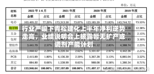 行业严峻下青松建化上半年净利逆势走高	，业绩说明会上披露暂无扩产或调剂产能计划-第3张图片