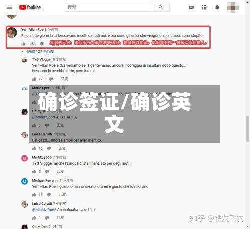 确诊签证/确诊英文